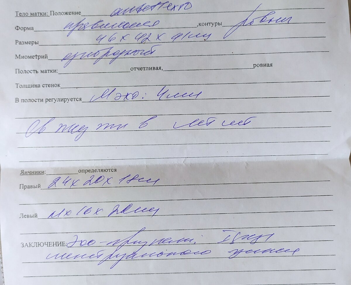 Заключение узи из районной больнички