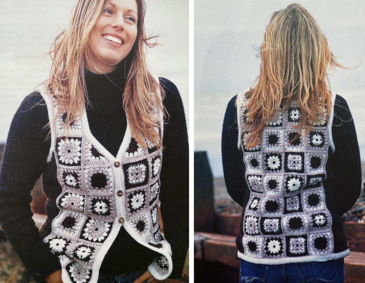 Жилетка из квадратов с пуговицами