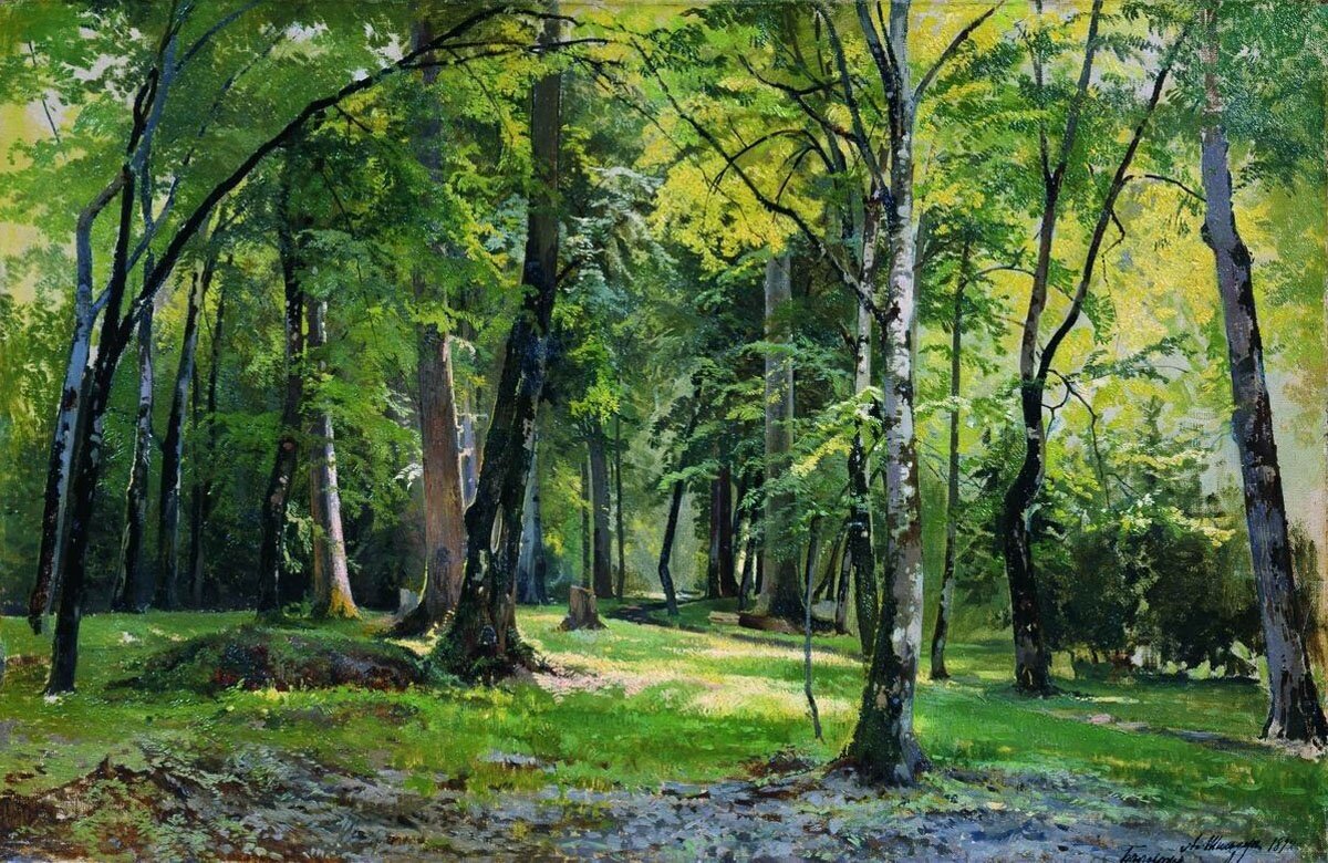 "Беловежская пуща", А.Н. Шильдер, 1892. Архангельский музей изобразительных искусств. Этот заповедник художник посетил вместе со своим учителем Иваном Шишкиным.