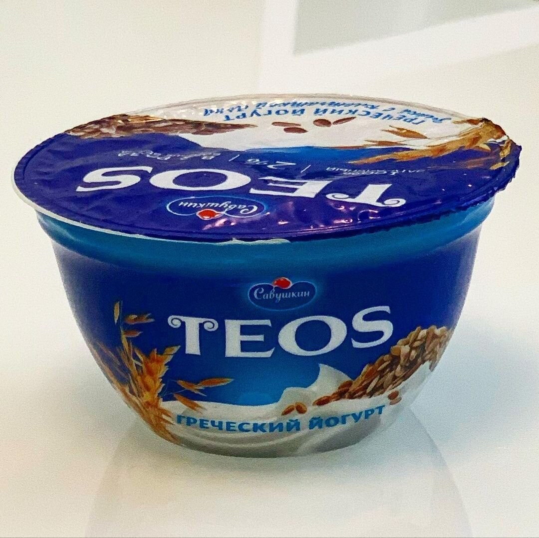 Йогурт Греческий Teos злаки с клетчаткой льна.