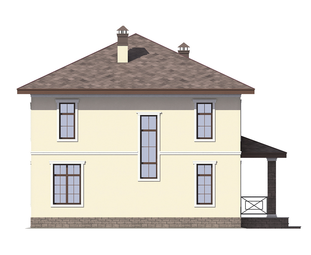 двухэтажные дома. дом 57 м. проекты двухэтажных домов. квадратный дом из кирпича. проекты коттеджей.