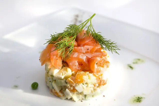 Оливье с лососем 