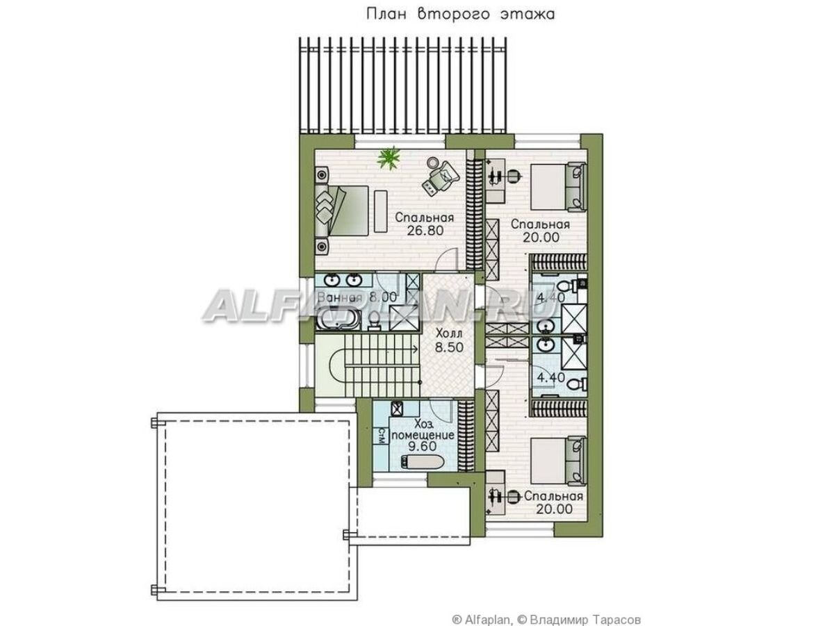 Планировка дома по проекту "Золотой ключик" 635В
· На 2 этаже – 3 спальни, каждая из которых имеет санузел и душевую, а также предусмотренные шкафы для хранения вещей
· На 2 этаже этаже также запланировано практичное хоз.помещение (постирочная, гладильная и кладовая)