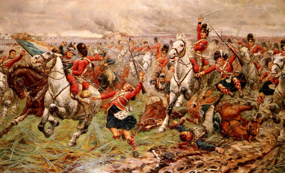 В битве при Ватерлоо погибли по разным оценкам от 17 000 до 22 000 человек. Худ. Стенли Беркли, фото Википедия