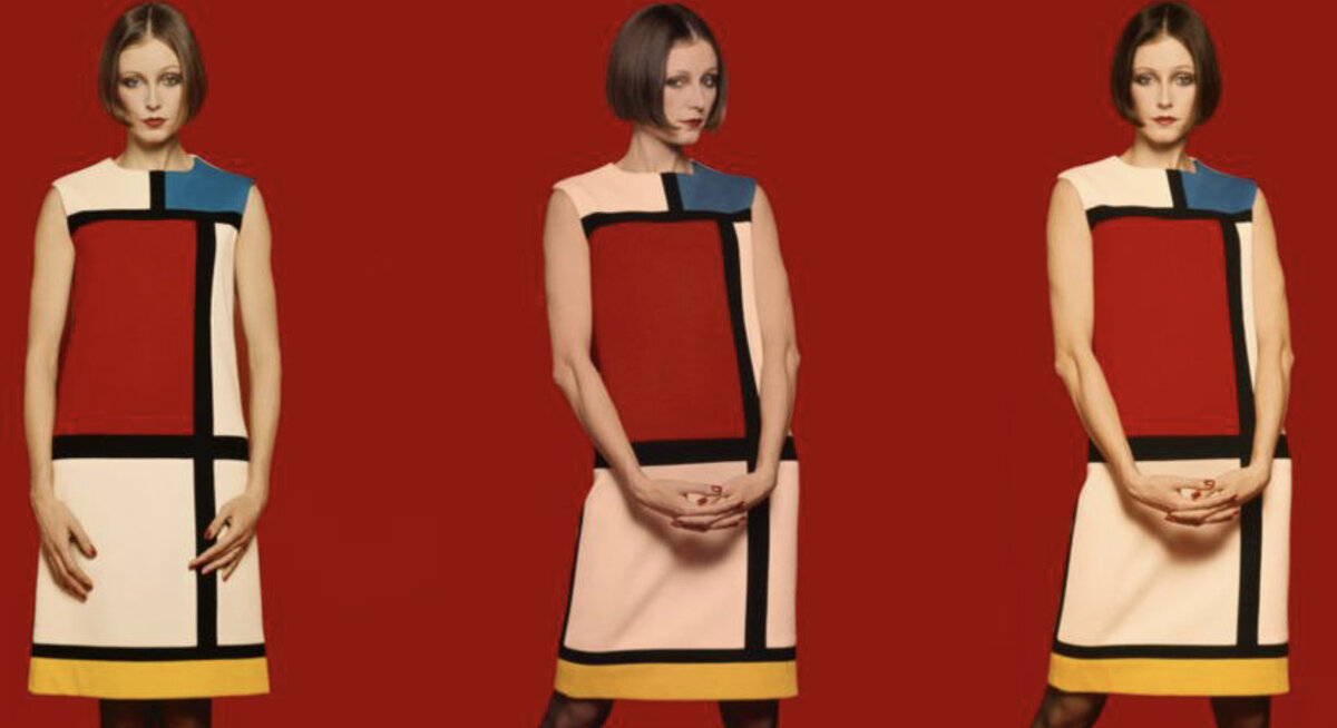 Платье «Мондриан» дизайнера Ив Сен Лорана https://profashion.ru/events/inspiration/yves-saint-laurent-otmetit-60-letie-v-shesti-parizhskikh-muzeyakh/
