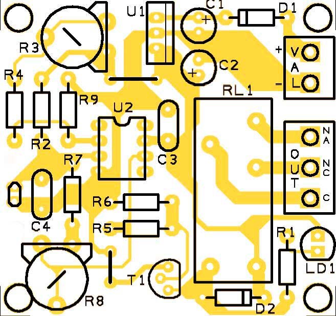 Вариант расположения компонентов на печатной платы