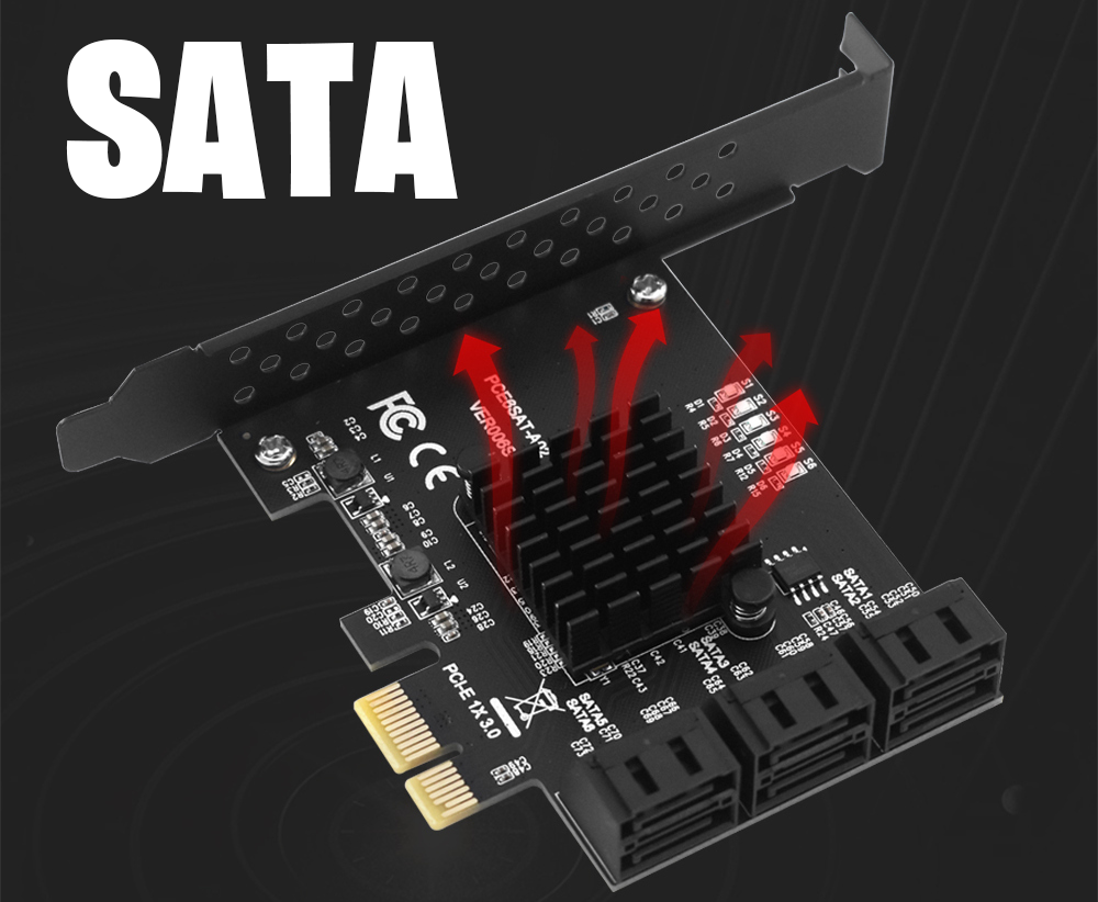 Плата расширения TISHRIC с 6 портами SATA PCIE