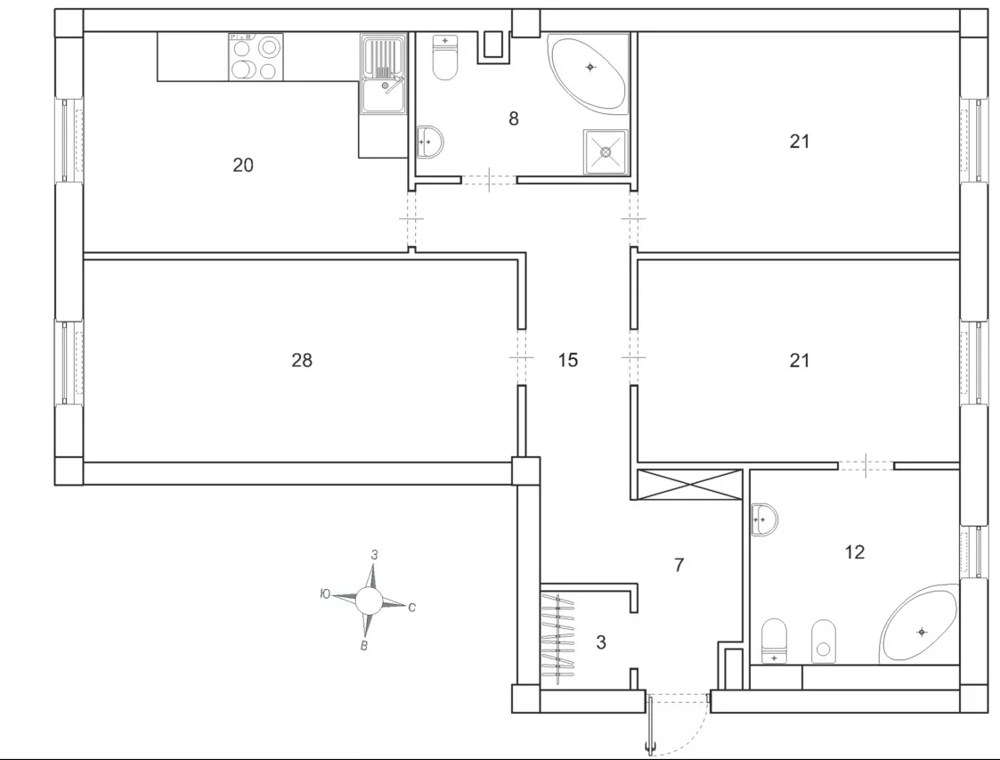 Схема квартиры 3 комнаты - 88 фото