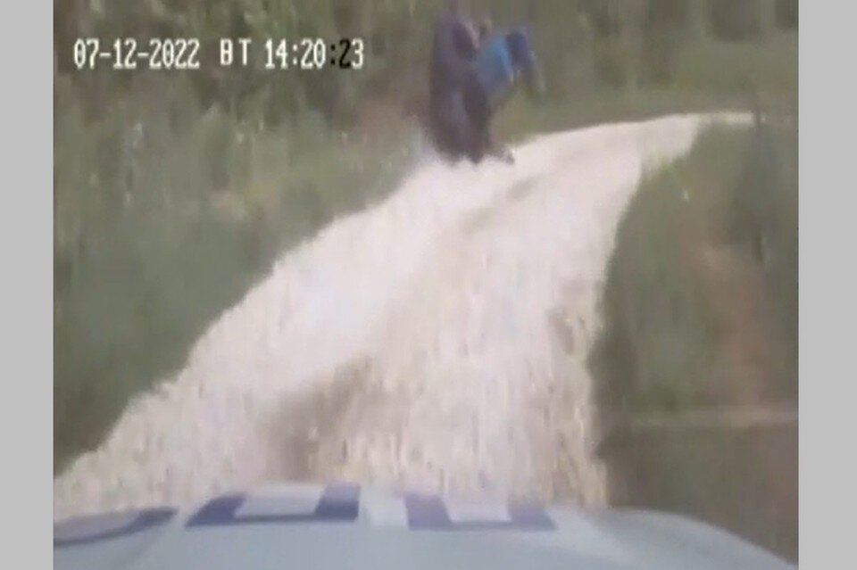     Сельская погоня. Под Рязанью мотоцикл улетел в сточную канаву, скрываясь от полиции.