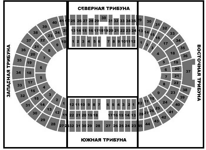 Схема трибун стадиона "Динамо" до реконструкции