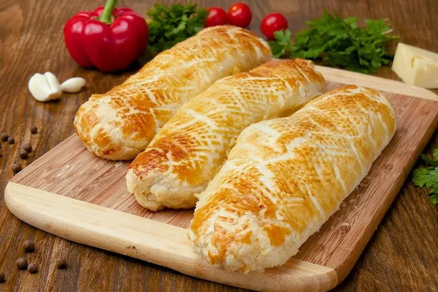 Курица в тесте с ветчиной 