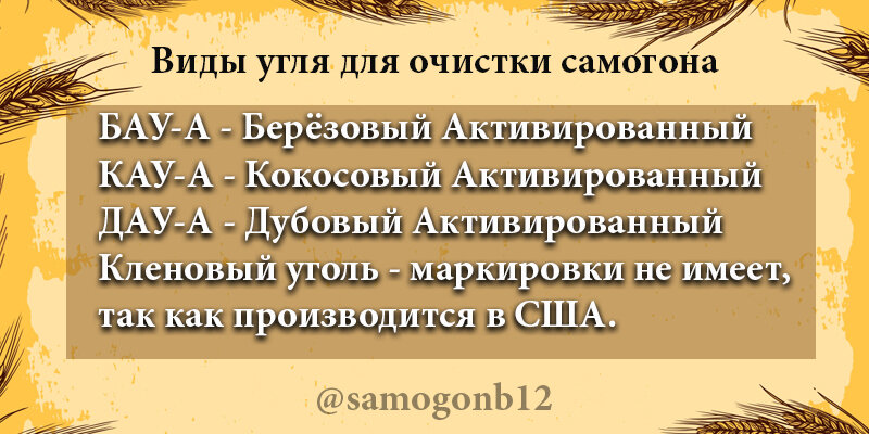 Виды угля для очистки самогона. ©