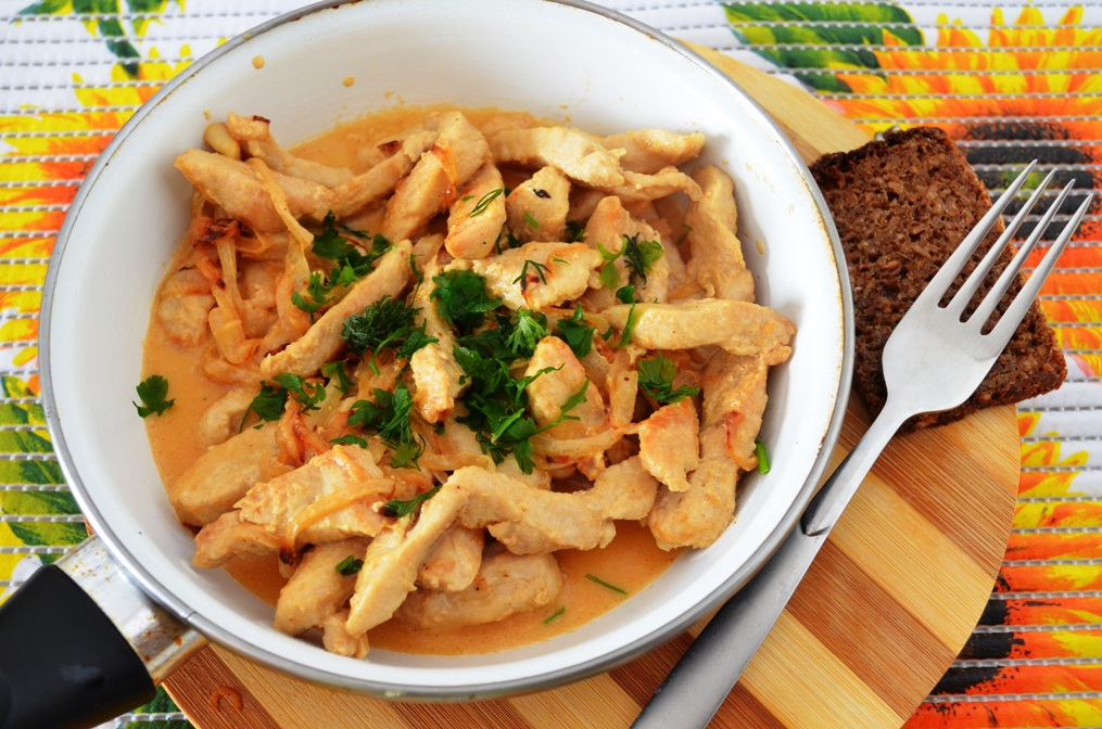 Бефстроганов из курицы фото рецепт