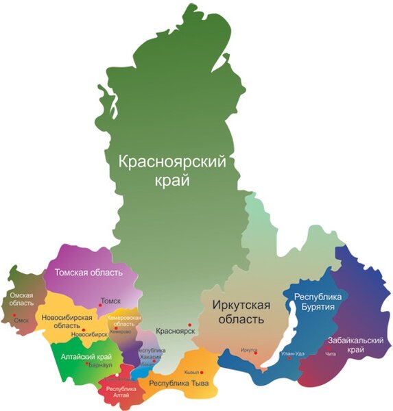 Карта сибири и алтая с городами