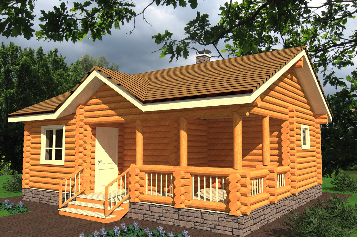 Дом-баня с террасой
