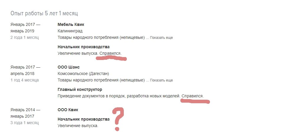 Полнота раскрытия подробностей о деятельности кандидата в каждом резюме - разная