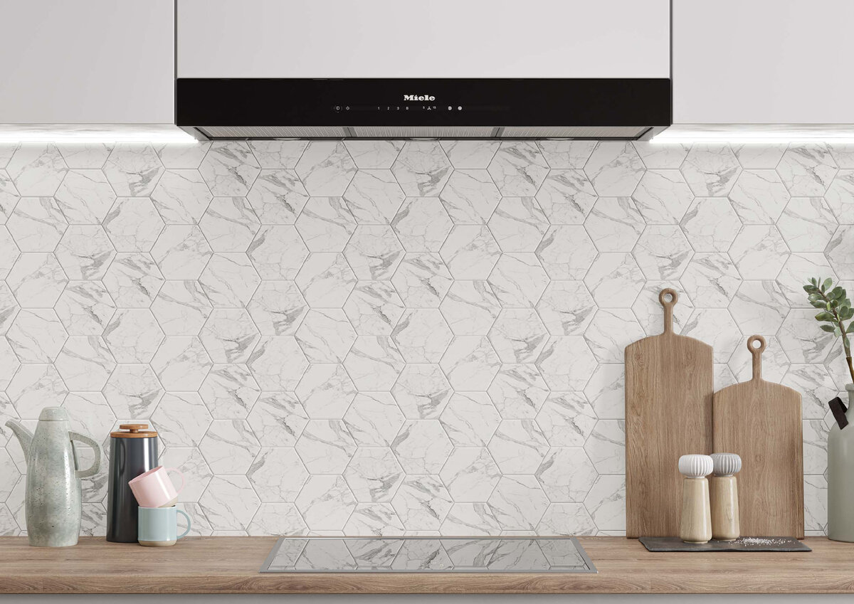 Фото: Estima, мозаика из керамогранита Hexagon, коллекция Montis