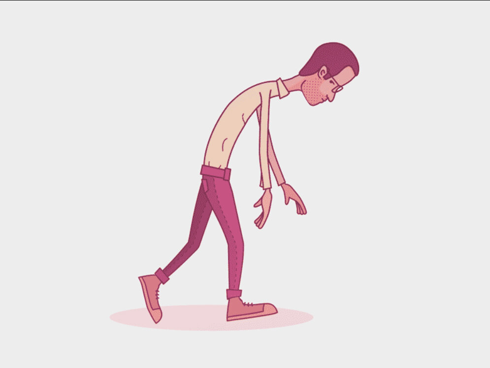 На рисунке изображен человек страдающий заболеванием. Анимация движения. Походка человека. Человек двигается. Позы человека.