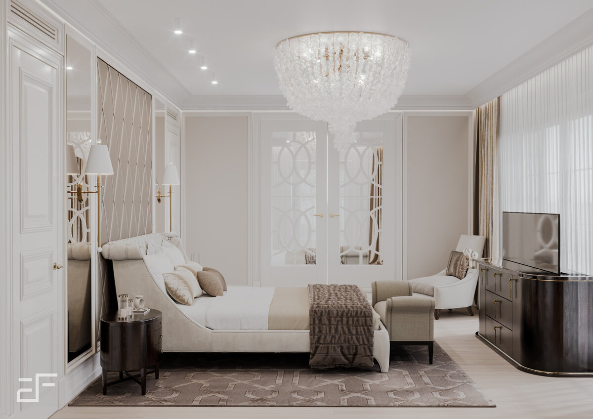 Дизайн интерьера спальни в усадьбе и частном доме - фото