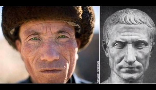 Современный житель Лицяня и статуя императора Траяна