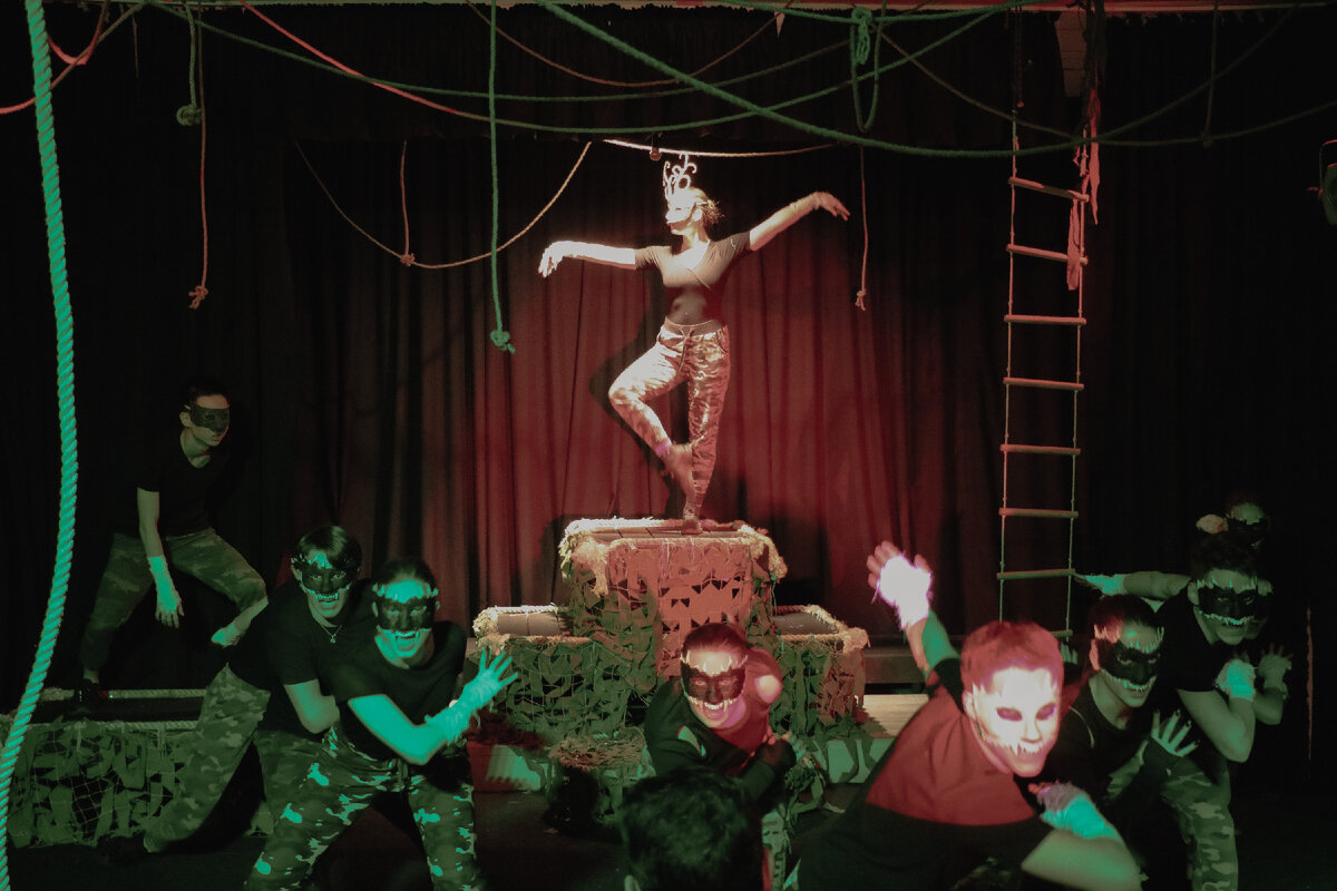 Стая волков во главе с Акелой охотится на оленя