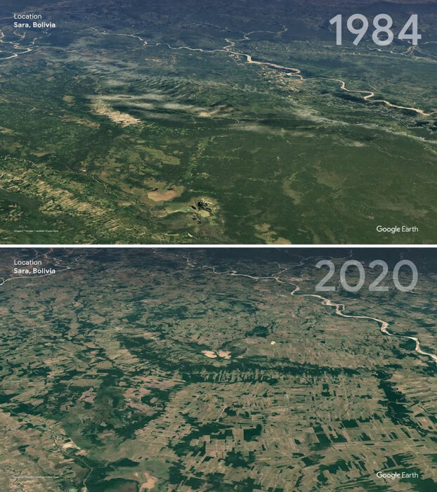 Провинция Сара в Боливии в 1984 и в 2020 году