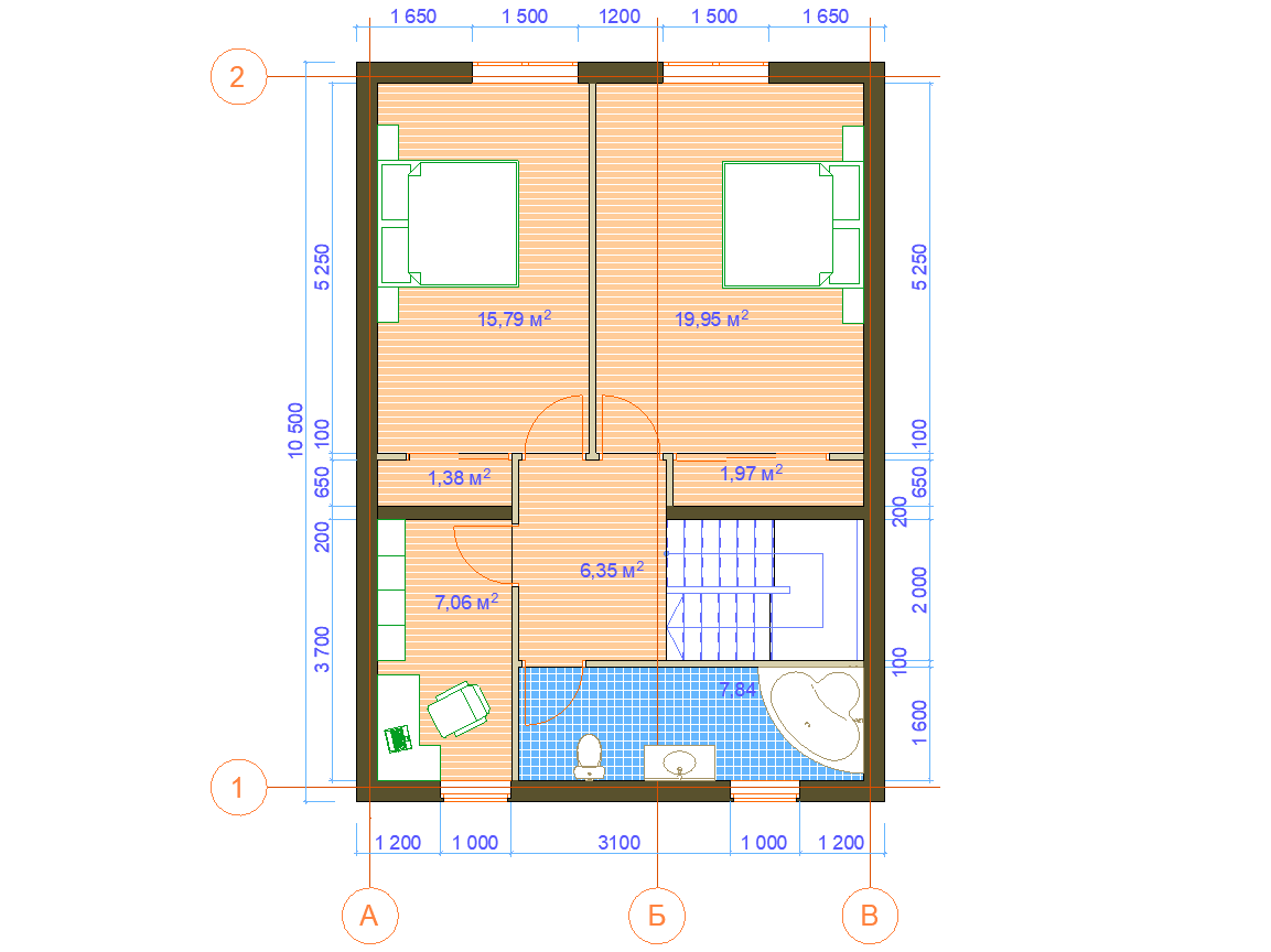 Планировка второго этажа с размерами