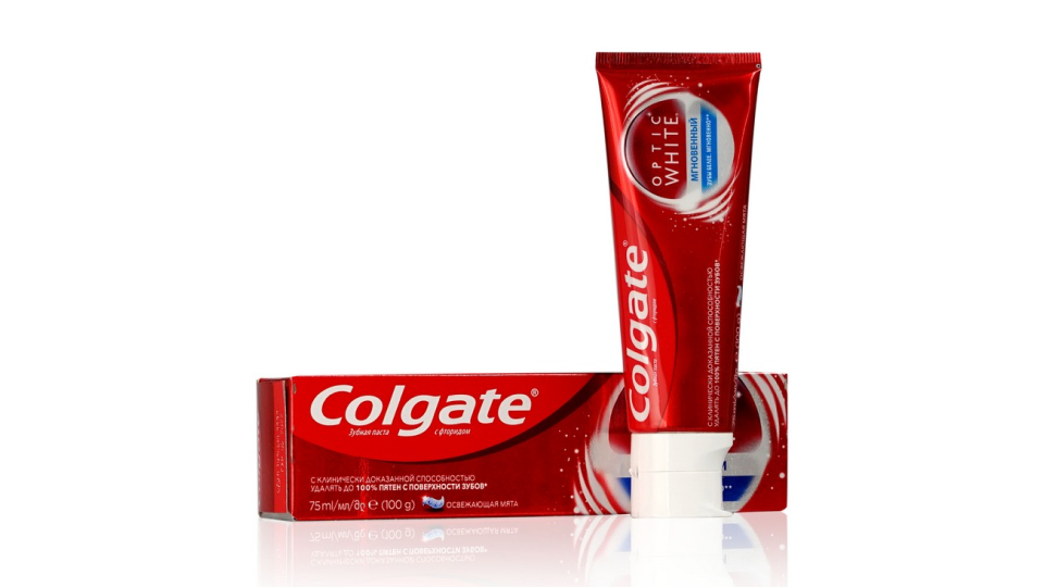 Отбеливающая паста COLGATE OPTIC WHITE "Мгновенный" с фторидом