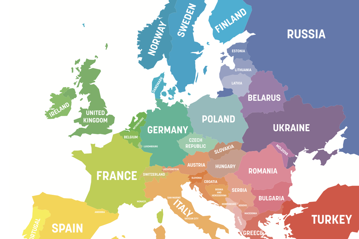 Восточная европа и россия страны. Современная политическая карта Европы. Страны Европы. Карта Европы со странами. Какие страны за Россию.