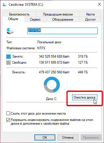 Свойства диска в Windows