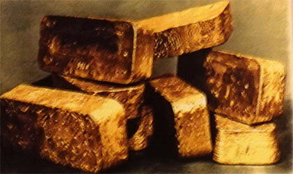 Золотые слитки. Фотография с экспозиции Музея купечества