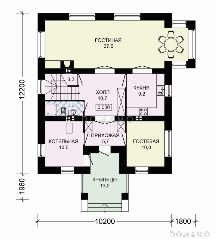 Готовый проект двухэтажного дома из бруса ВЗ-348 Актау со вторым светом, 4 спаль