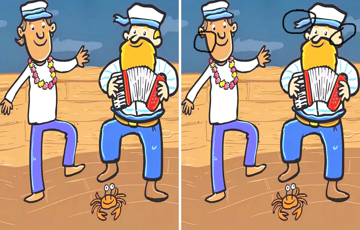 На рисунках с Матросами 3 отличия. Попытайтесь их 👀отыскать. Задачки ...