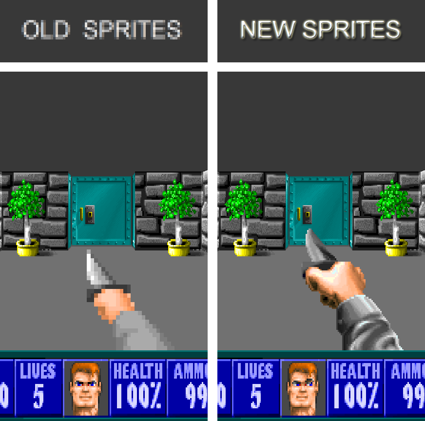 Старые текстуры против новых текстур в Wolfenstein 3D