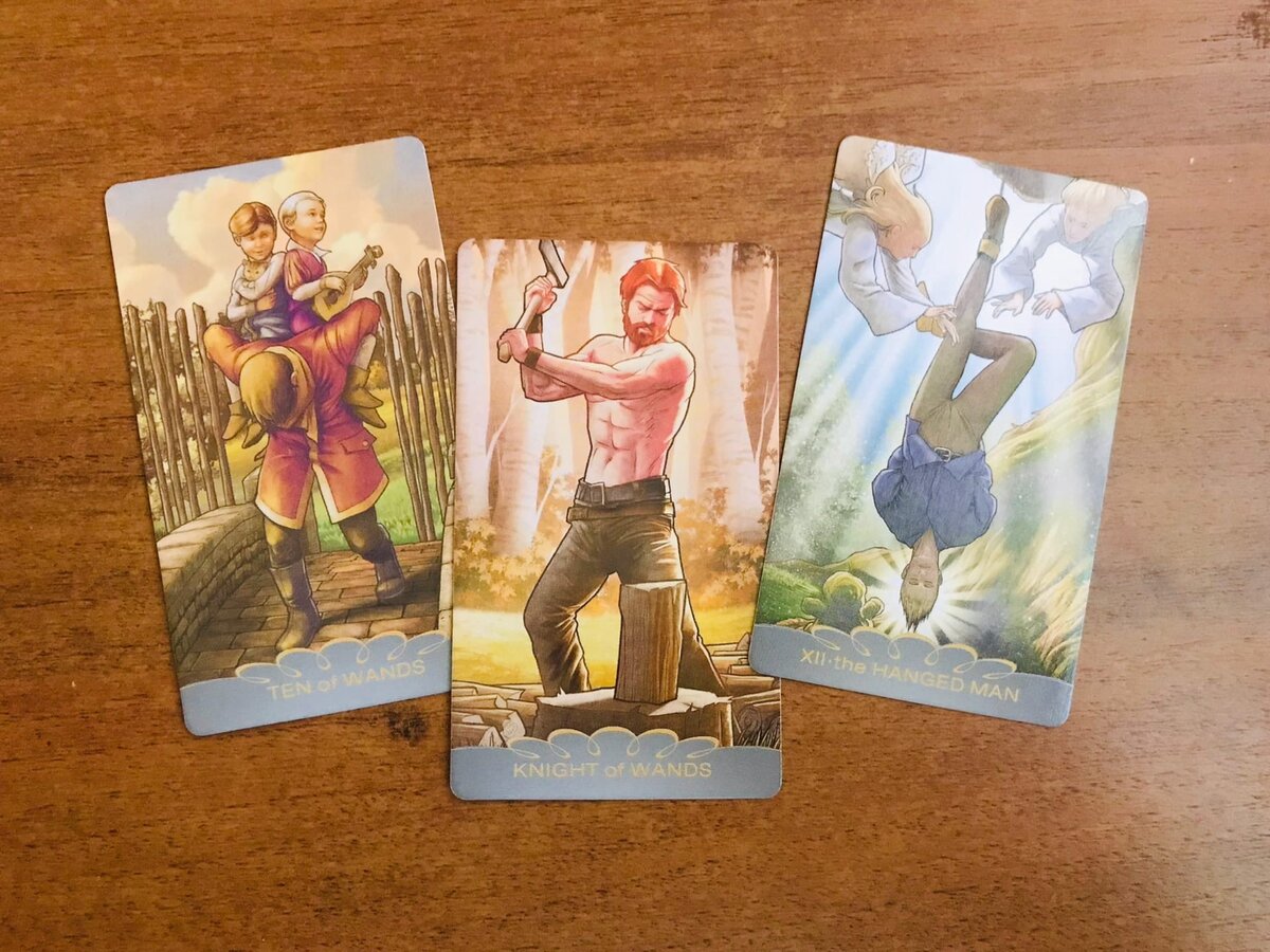 10 жезлов, не Рыцарь жезлов, а Повешенный