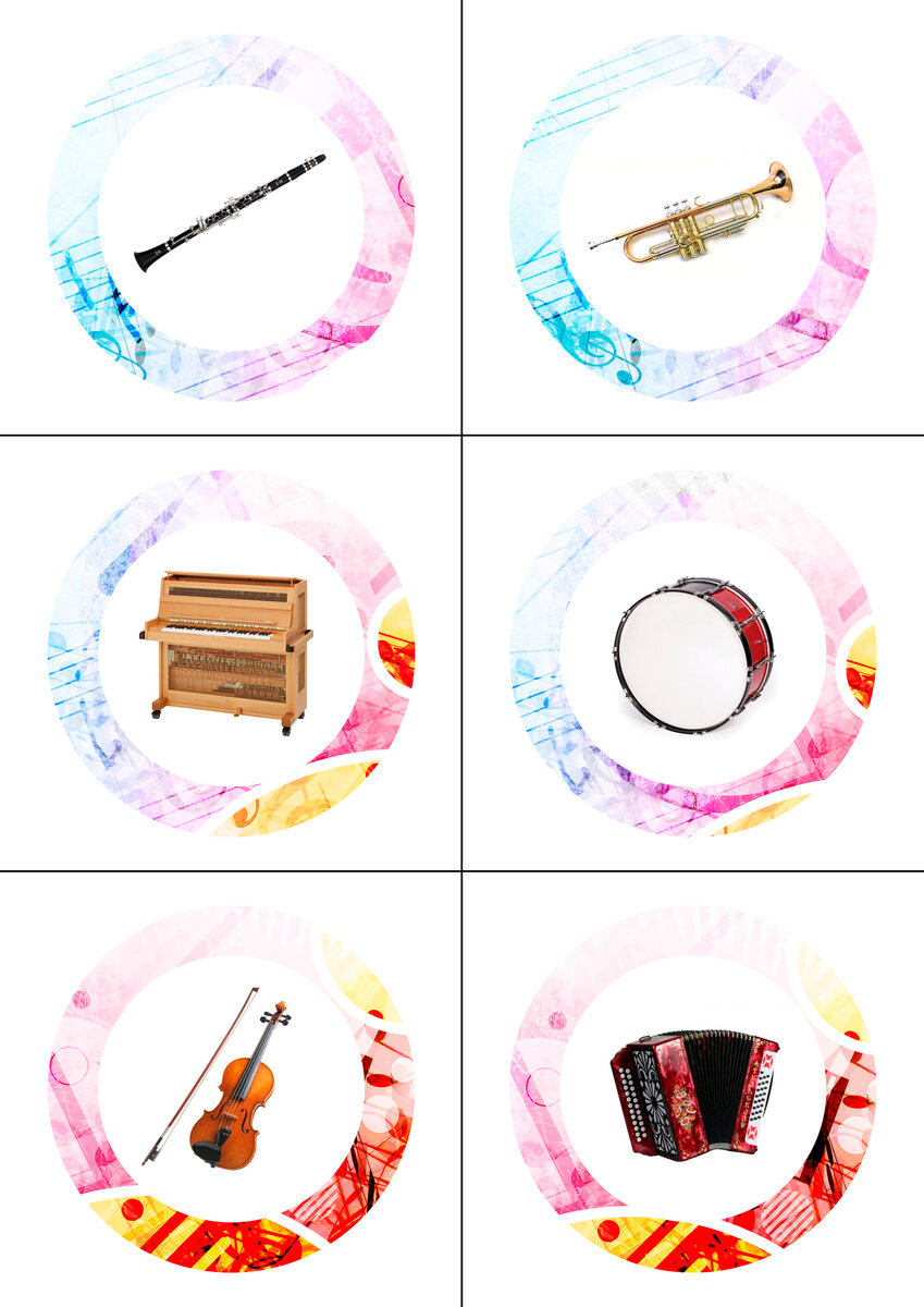 © игровое поле и карточки «Музыкальные картинки» • набор № 1 • страница 1 из 2