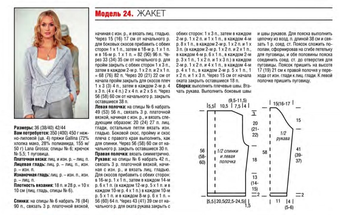 Схема кофта с запахом спицы