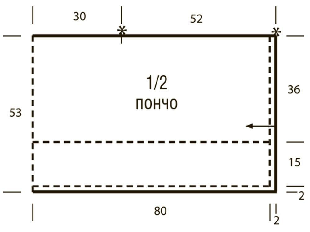 Пончо связанное от горловины