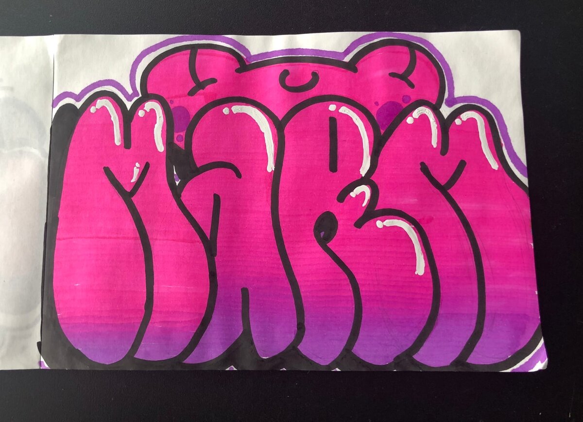 Работа с розово-фиолетовым плавным переходом.