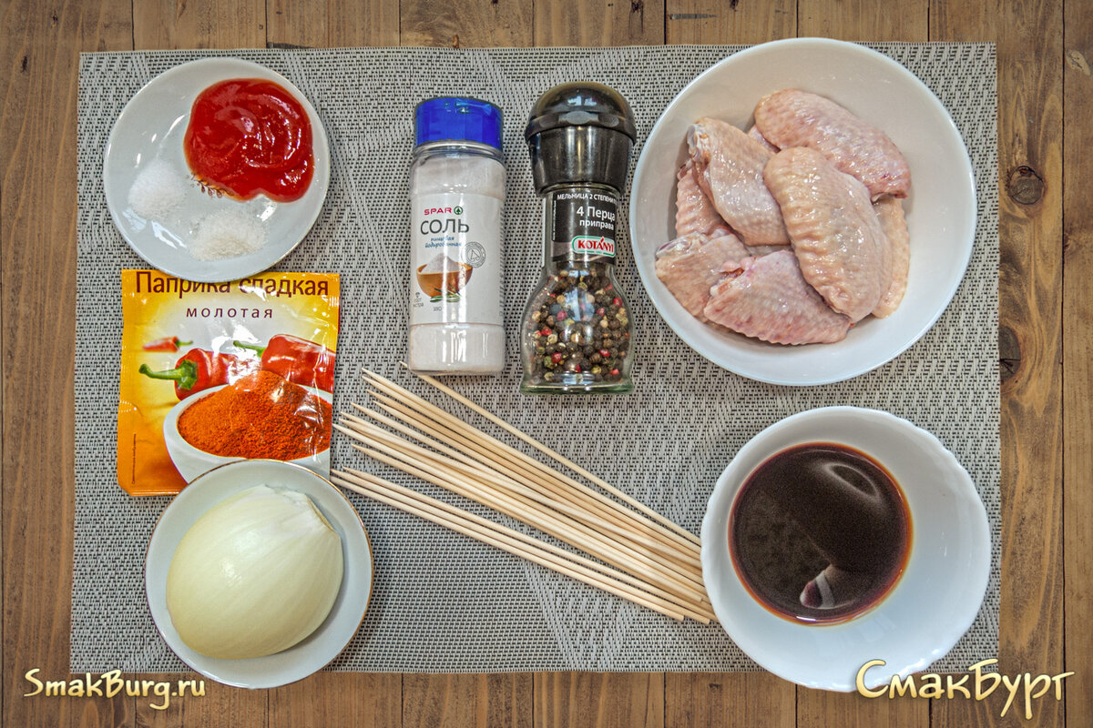 Простой и практичный набор исходных продуктов для ароматных куриных шашлычков