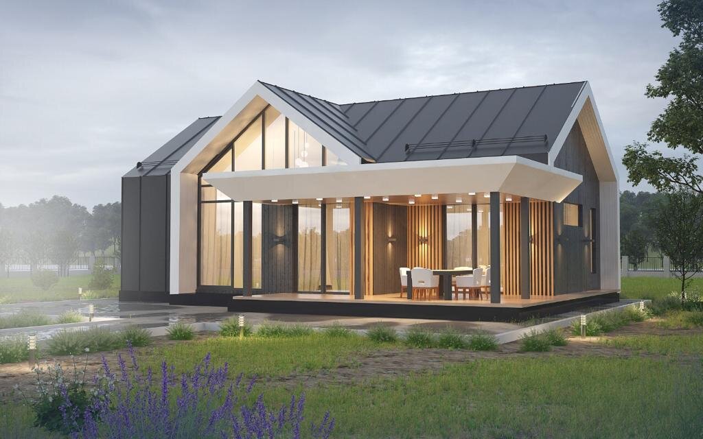 Каркасный дом 7,5х11 + терраса 19 кв.м 