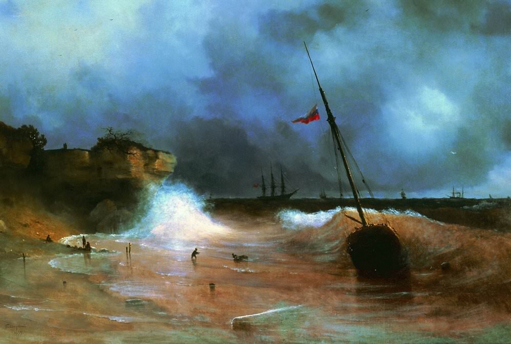 "Конец бури на море", 1839. Государственная Третьяковская Галерея, Москва.