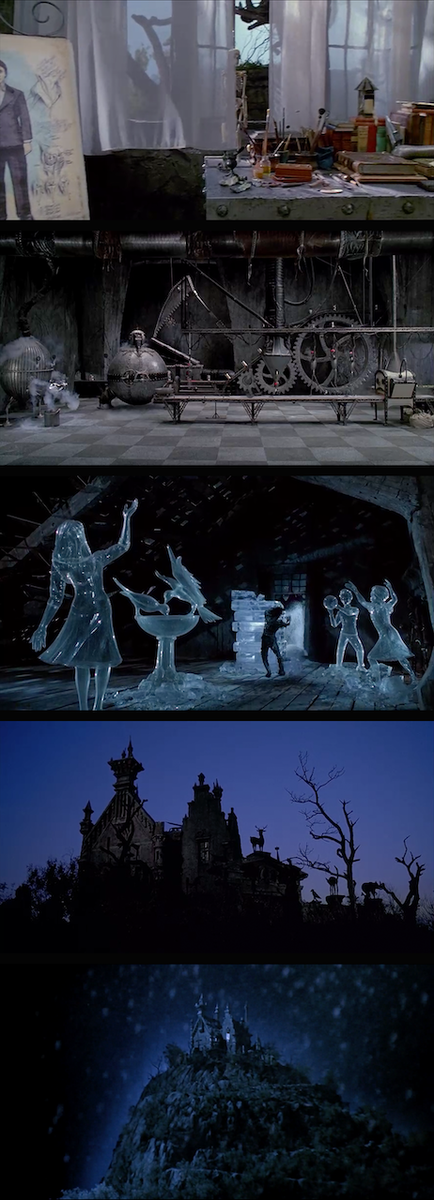    Кадры из к/ф «Эдвард руки-ножницы», 1990. Режиссёр: Тим Бёртон