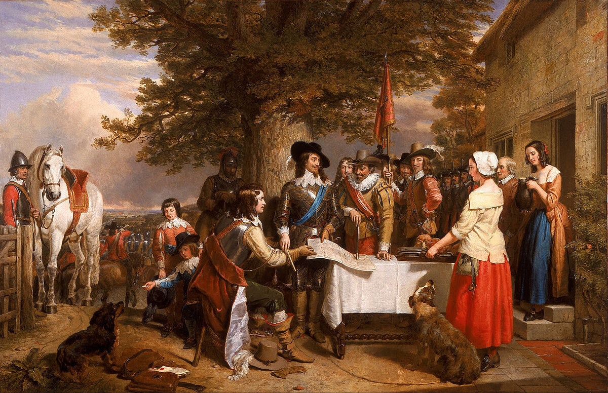 Король Карл I перед битвой при Эдж-Хилл, 1642 год. худ. Ч. Ландсере. 1845 г.