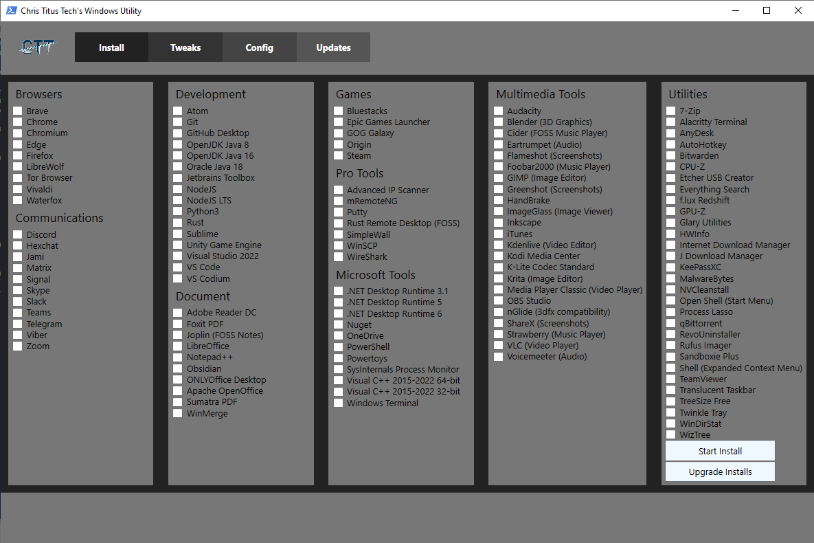 Интерфейс Windows Debloater