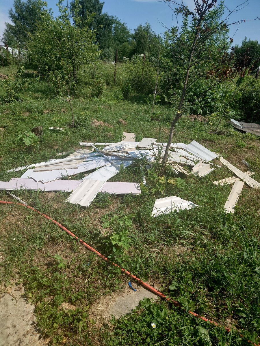 Последние остатки досок от уличного туалета