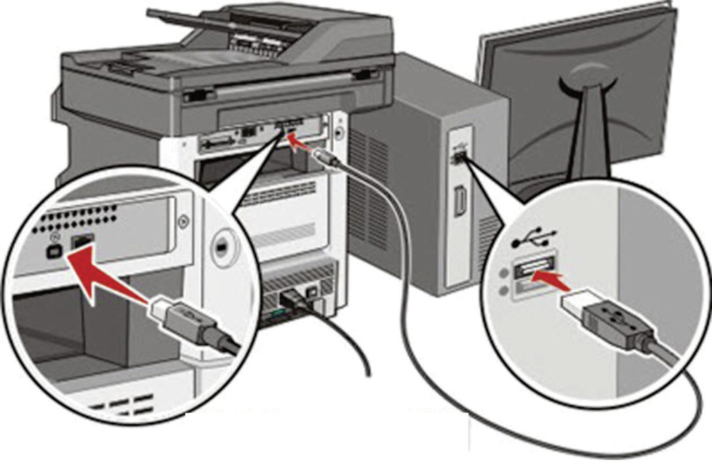 Как подключить провода принтера к компьютеру HP LaserJet 1320 33/194 Параллельные соединения