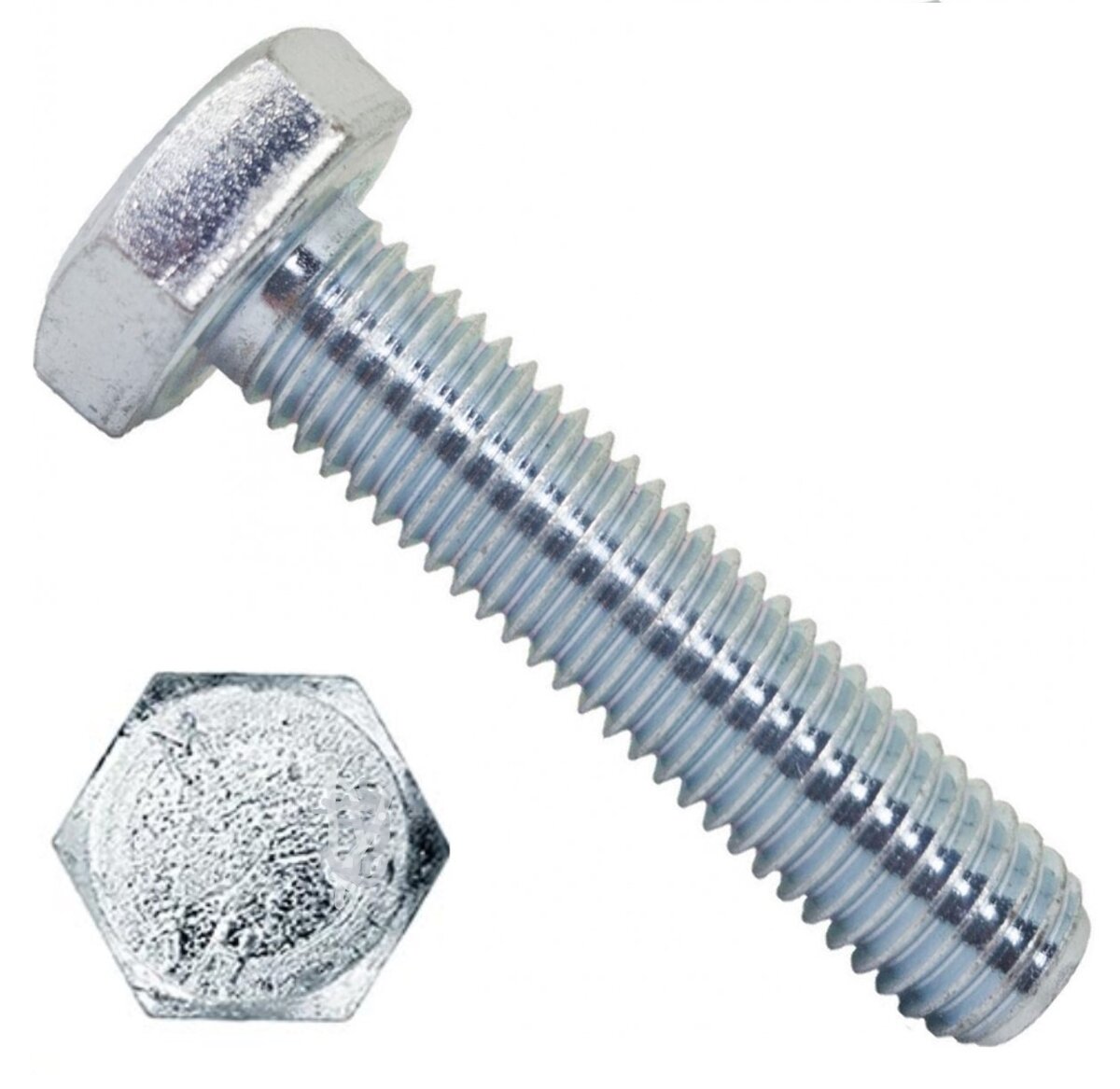 Общий вид болта и гайки с шестигранной головкой