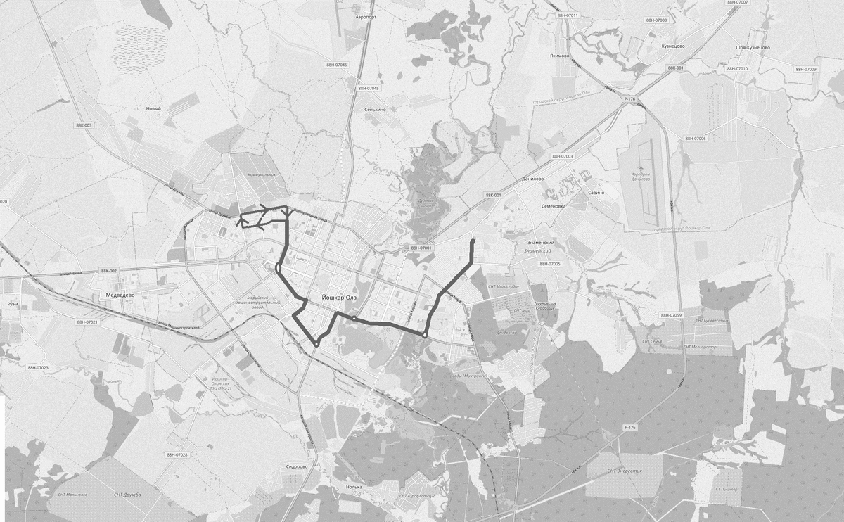 Троллейбусный маршрут №9. Разработка Поспехова И.А., 2020 г.