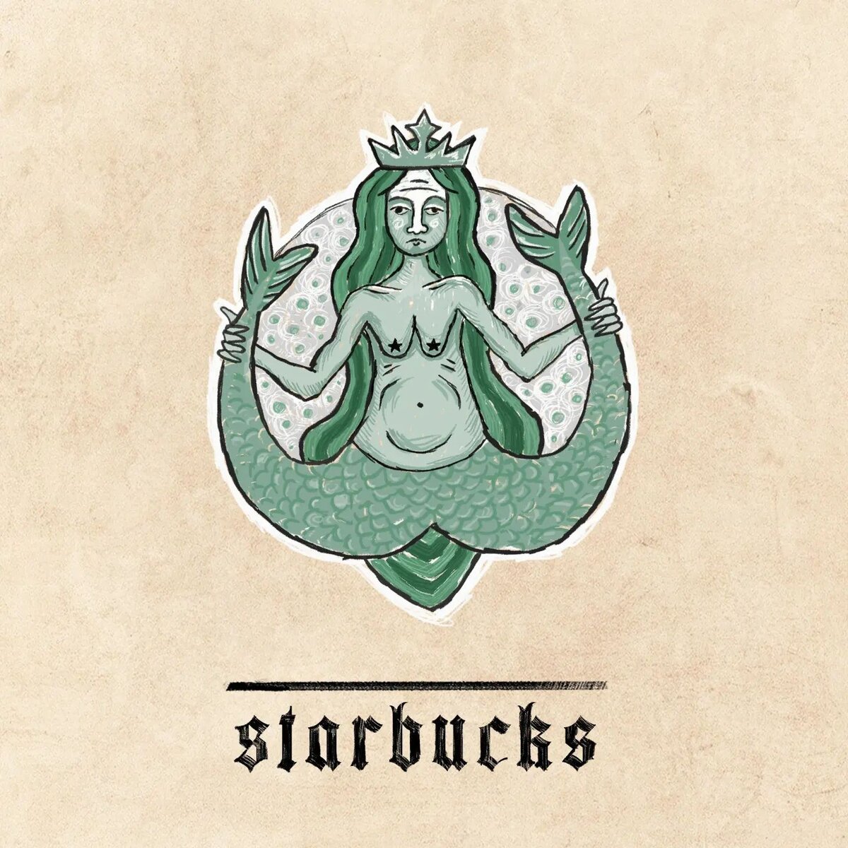 Логотип Starbucks в средневековье. Рисунок Ильи Сталлоне: instagram.com/ilya_stallone_artist 